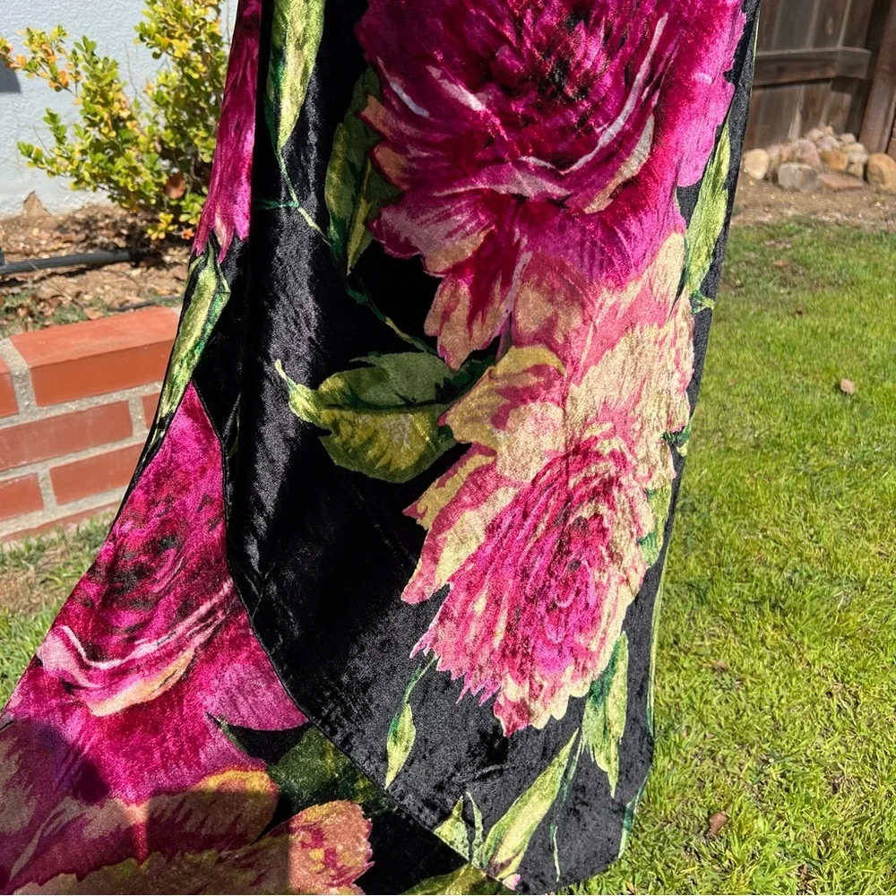 VTG Whimsigoth Velvet Floral Slip Dress Strappy Back 90s Nolita Romantic Vamp XL - Picture 14 of 17